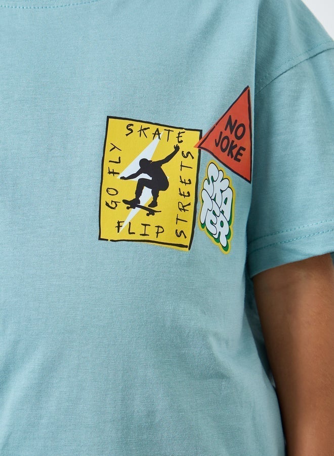 Styli Boys Blue Graphic Print Oversized T-Shirt - Image 4